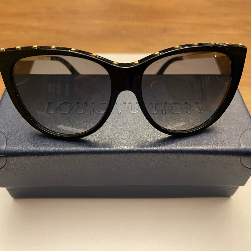 Louis Vuitton Black and Gold Studded Sunglasses